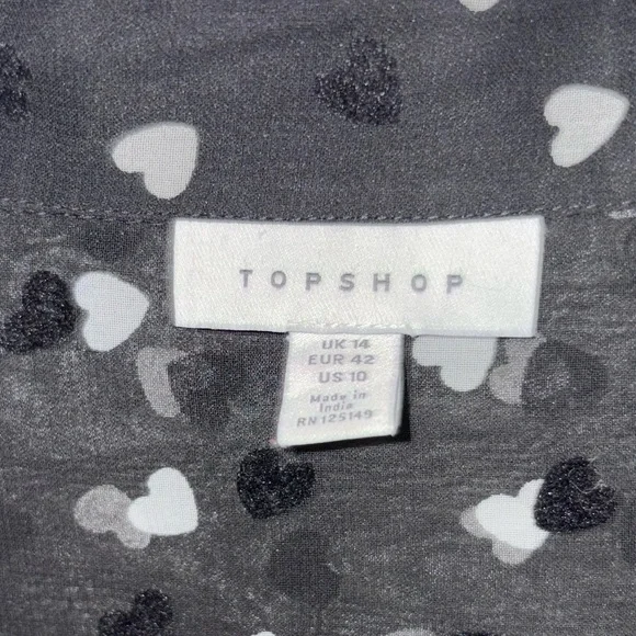 Topshop Black Sheer Blouse with White Pattern - Picture 5 of 5
